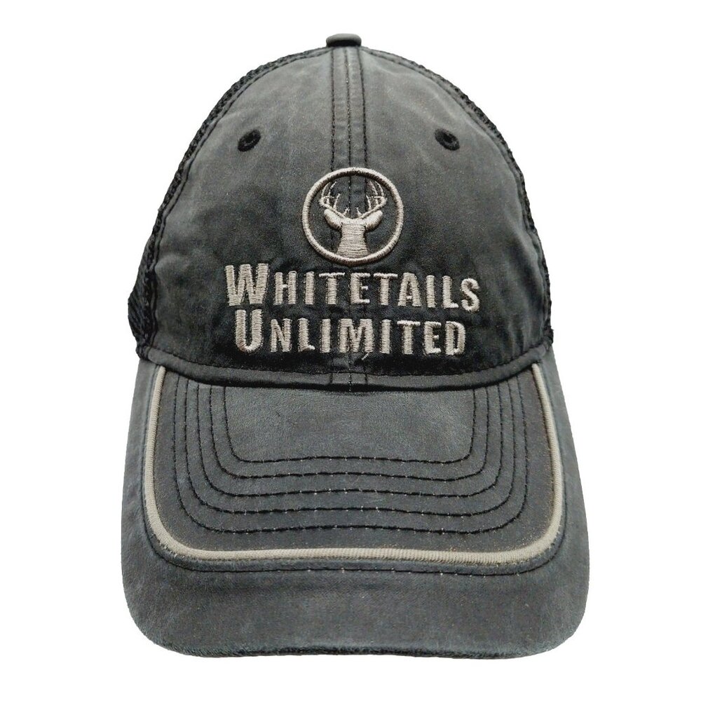 Whitetails Unlimited Black White Strap Back Hat baseball Cap